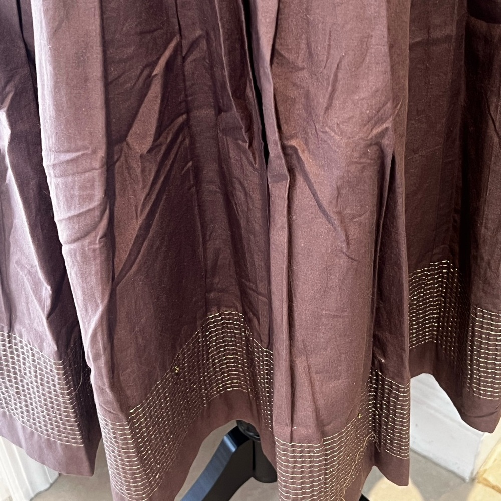 Brown and Gold Pleated Midi Skirt